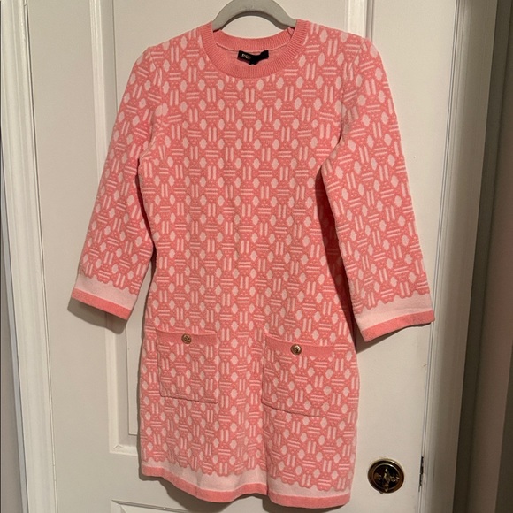 Maje Blush Pink Patterned Long Sleeve Dress - Picture 3 of 5